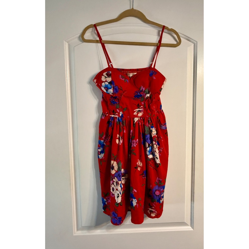 Band of Gypsies Floral Sun Dress Women Medium Red Sweetheart Festival Boho‎ Mini